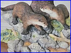 Border Fine Arts Riverview Rare Ltd Edn 170/3000 Large Otter & Cubs Figurine Vgc Border Fine Arts Riverview Rare Ltd Edn 170/3000 Large Otter & Cubs Figurine Vgc