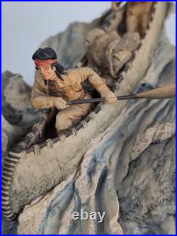 Border Fine Arts Running the Rapids By Don Polland Sculpture Figure Indian Canoe