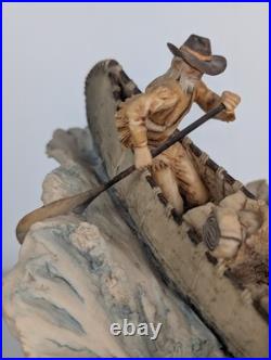 Border Fine Arts Running the Rapids By Don Polland Sculpture Figure Indian Canoe
