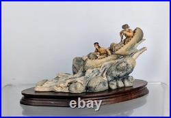 Border Fine Arts Running the Rapids By Don Polland Sculpture Figure Indian Canoe