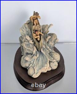 Border Fine Arts Running the Rapids By Don Polland Sculpture Figure Indian Canoe