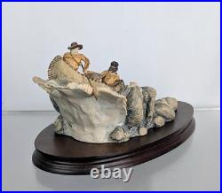 Border Fine Arts Running the Rapids By Don Polland Sculpture Figure Indian Canoe