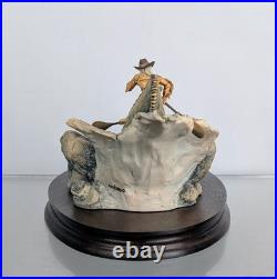 Border Fine Arts Running the Rapids By Don Polland Sculpture Figure Indian Canoe