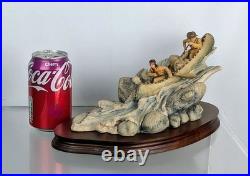 Border Fine Arts Running the Rapids By Don Polland Sculpture Figure Indian Canoe