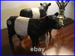Border Fine Arts Set Belted Galloway Cow, Calf And Bull, All Boxed