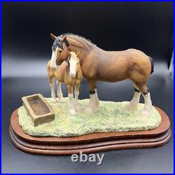 Border Fine Arts Spring Pastures JH32 Horse and Foal Model on Wooden Base RARE