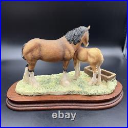 Border Fine Arts Spring Pastures JH32 Horse and Foal Model on Wooden Base RARE