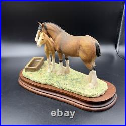 Border Fine Arts Spring Pastures JH32 Horse and Foal Model on Wooden Base RARE