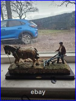 Border Fine Arts Stout Hearts JH34 Farm Ploughing Heavy Horses Canvas Art