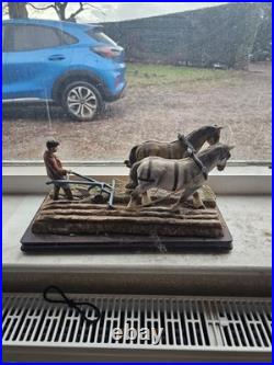 Border Fine Arts Stout Hearts JH34 Farm Ploughing Heavy Horses Canvas Art