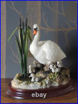 Border Fine Arts Swan and Cygnets Sculpture First One In by Ray Ayres 1997