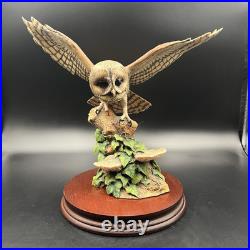 Border Fine Arts Tawny Owl in Flight on Tree Stump on Wooden Base RARE 1986 VGC Border Fine Arts Tawny Owl in Flight on Tree Stump on Wooden Base RARE 1986 VGC