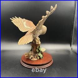 Border Fine Arts Tawny Owl in Flight on Tree Stump on Wooden Base RARE 1986 VGC Border Fine Arts Tawny Owl in Flight on Tree Stump on Wooden Base RARE 1986 VGC