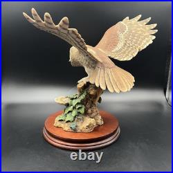 Border Fine Arts Tawny Owl in Flight on Tree Stump on Wooden Base RARE 1986 VGC Border Fine Arts Tawny Owl in Flight on Tree Stump on Wooden Base RARE 1986 VGC
