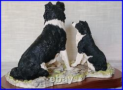 Border Fine Arts The Understudy L150 Sheep Dog and Puppy on Wooden Base Ltd Edn