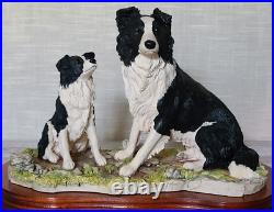 Border Fine Arts The Understudy L150 Sheep Dog and Puppy on Wooden Base Ltd Edn