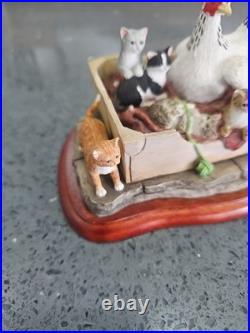 Border Fine Arts Under Her Wing Hen & Kittens Ltd Edition Figurine No Box Perfec