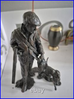 Border fine art Bronze Figure Close Company A Man And his Dog 6/8 Tall
