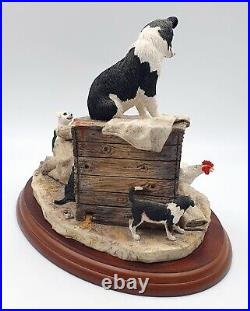 Border fine arts figurine Out of harm's way Collie dog & puppies Mint/boxed