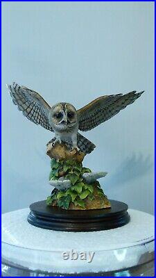 Border fine arts owl on plinth, by Ray Ayres, 1986, 27cm, (10.62)