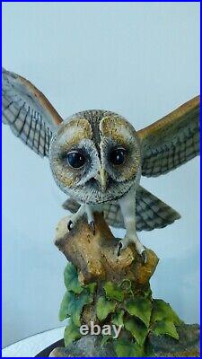 Border fine arts owl on plinth, by Ray Ayres, 1986, 27cm, (10.62)