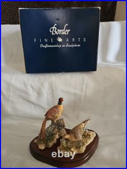 Boxed Border Fine Arts, Hen Pheasant & Chicks + Cock Pheasant Figurines 1990