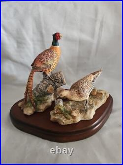 Boxed Border Fine Arts, Hen Pheasant & Chicks + Cock Pheasant Figurines 1990