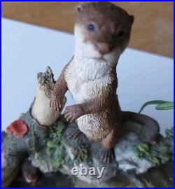 COUNTRY ARTISTS LTD ED OTTERS TAKING TO THE WATER with original shop receipt