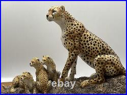 Cheetah And Cubs Mounted Figurine Group by Border Fine Arts