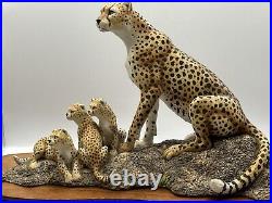 Cheetah And Cubs Mounted Figurine Group by Border Fine Arts