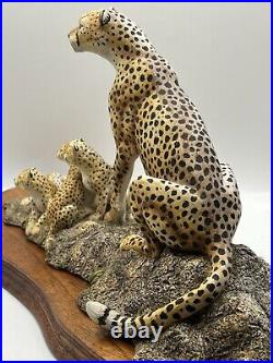 Cheetah And Cubs Mounted Figurine Group by Border Fine Arts