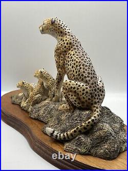 Cheetah And Cubs Mounted Figurine Group by Border Fine Arts