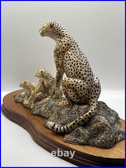 Cheetah And Cubs Mounted Figurine Group by Border Fine Arts