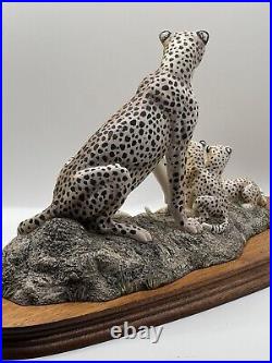 Cheetah And Cubs Mounted Figurine Group by Border Fine Arts