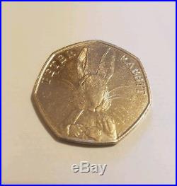 Extremely Rare Beatrix Potter 50P Half Whisker Peter Rabbit Coin Collectable