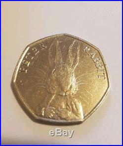 Extremely Rare Beatrix Potter 50P Half Whisker Peter Rabbit Coin Collectable