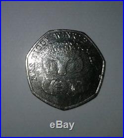 Extremely Rare Mrs Tiggywinkle 50p Coin Beatrix Potter. Collectable