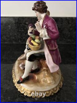German Sitzendorf Porcelain Figurine Lady & Man With Flower Basket. VGC