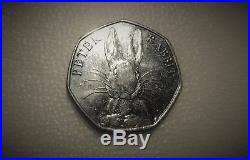 Half Whisker Rare Peter Rabbit 50p coin Beatrix Potter