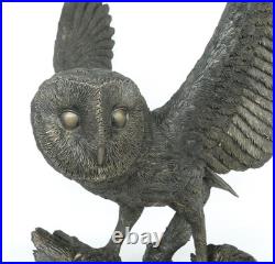 Leonardo RARE Large Amazing Detail Barn Owl Bronze Finish Like Border Fine Arts