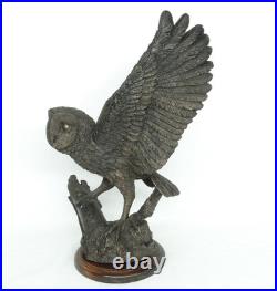 Leonardo RARE Large Amazing Detail Barn Owl Bronze Finish Like Border Fine Arts