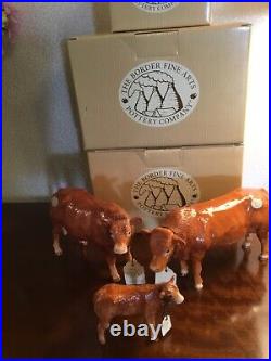 Limousine Cow, Calf, Bull, Very Rare Discontinued 16 Years Ago, Boxed With Tags