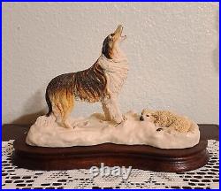 Lowell Davis Winter Lamb Figurine Collie Dog with Lamb Double Signed