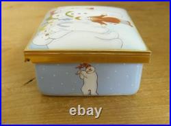 Ltd Ed Border Fine Arts It's Time For a Snowman Party! Enamel Box 3 1/4