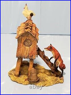 NEW 1980 Schmid Lowell Davis Up To No Good Figurine Fox Hen House Chicken