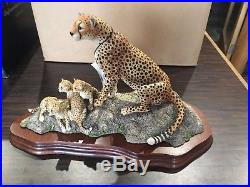 New Border Fine Arts Cheetah and Cubs L133 Limited Edition 1993