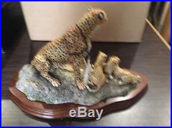 New Border Fine Arts Cheetah and Cubs L133 Limited Edition 1993