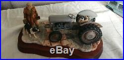 New Border Fine Arts Farming Grey Tractor with Man and Dog