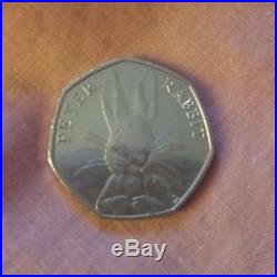 Peter Rabbit 50P anniversary coin 2016, Rare, Collectable, excellent condition