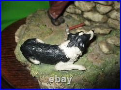 Rare Large Country Artists Waller Dyker With Border Collies K. Sherwin Figure